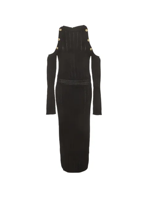 Balmain Pre-Owned rib-knit midi dress Black 1407133