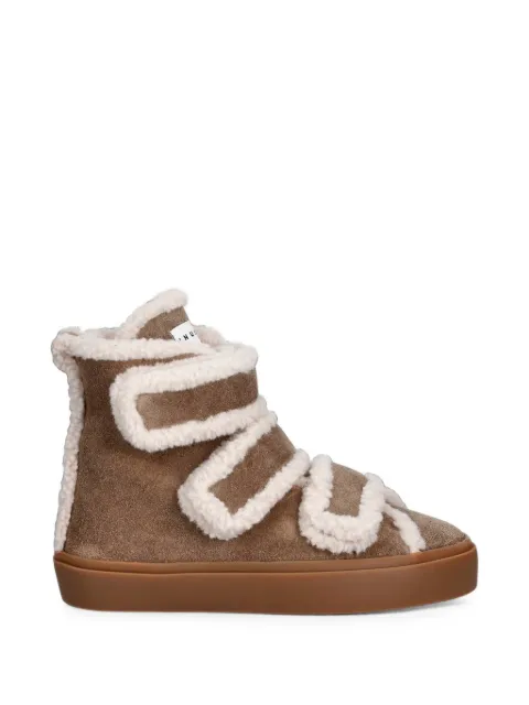 Inuikii shearling-trim touch-strap sneakers Brown 10010020161