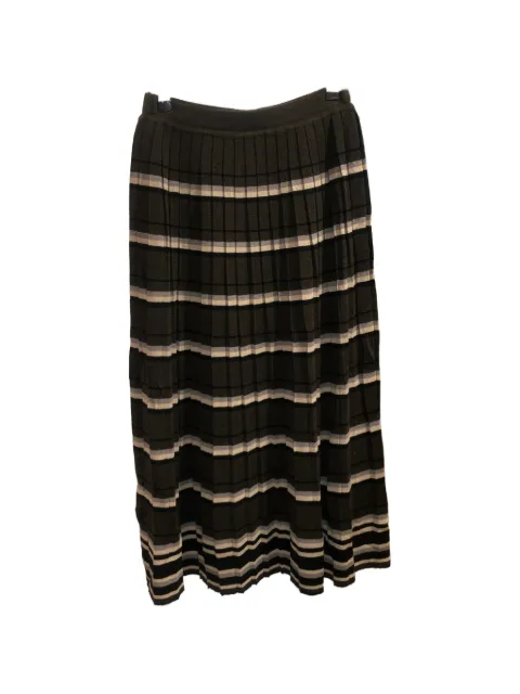 PSOPHIA stripe-pattern pleated midi skirt Brown 500SKT2456