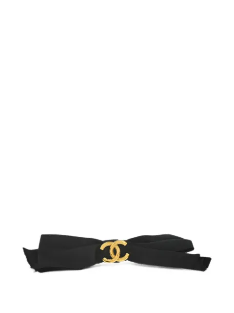CHANEL Pre-Owned logo bow hair accessories Black 179216