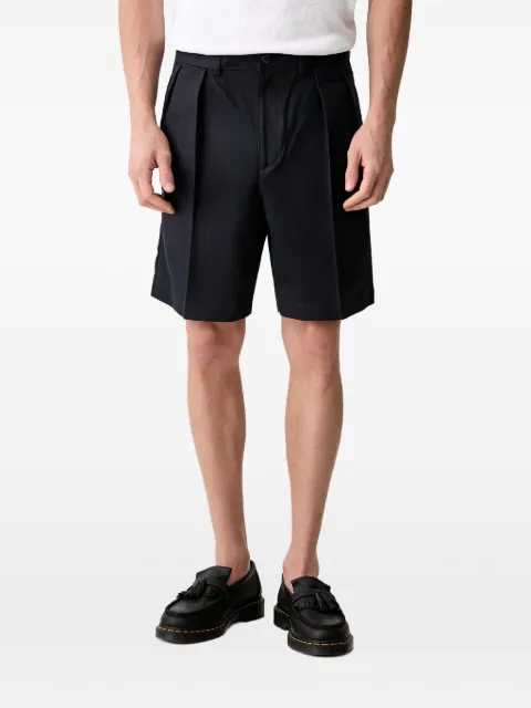WACKO MARIA pleated logo-patch shorts Blue 25SSWMPPT14