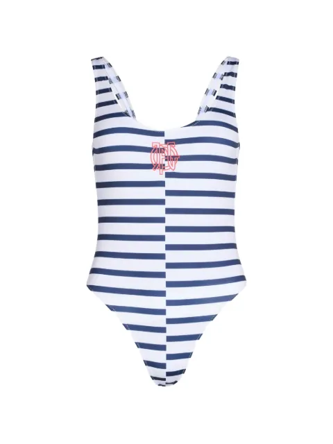 Jean Paul Gaultier The asymetric Marinière swimsuit Blue 2604WSW133J086P0159