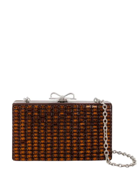 Self-Portrait Chainmail crystal-embellished clutch bag Brown PF26326A
