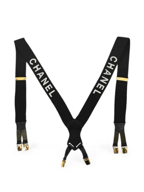 CHANEL Pre-Owned logo-print suspenders Black 179264