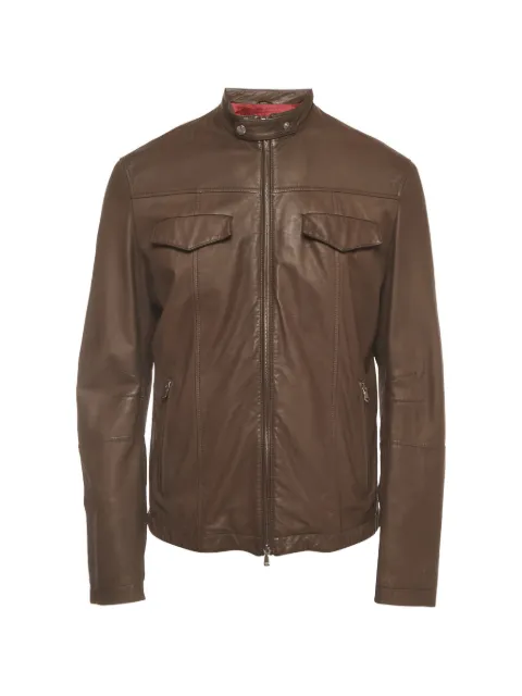 Brunello Cucinelli zip-up biker jacket Brown 1408207