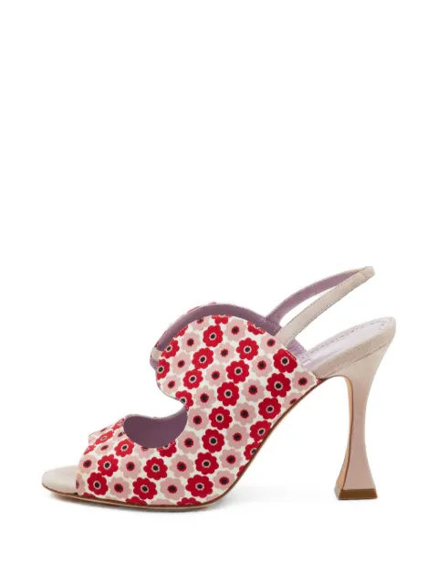Manolo Blahnik floral-print slingback sandals Red 1409809