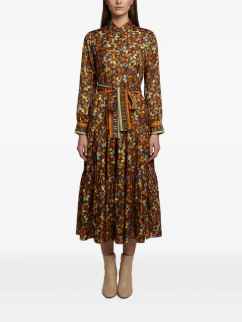 Carolina Herrera Vintage floral-print flared midi dress Brown 1408646