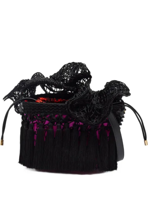 Christian Louboutin Pre-Owned Flamencaba embroidered bucket bag Black 1407263