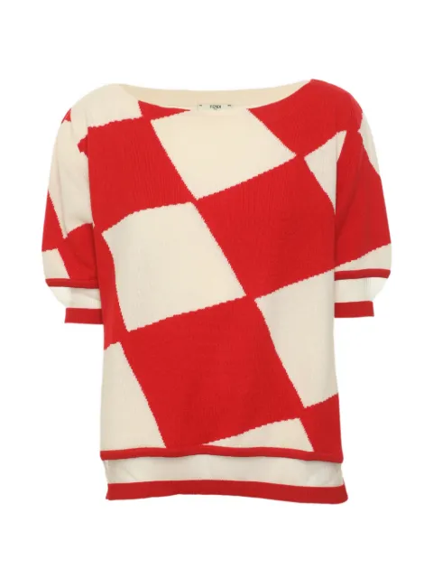 Fendi Pre-Owned half-sleeve knit top Red 1393915