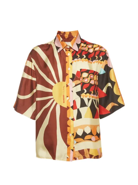 SANDRO x Louis Barthélemy Abena-print shirt Brown 1407938