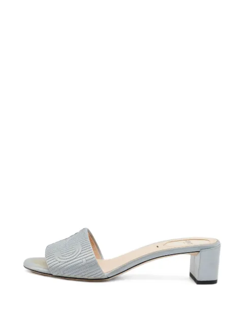 Fendi Pre-Owned FF logo-embroidered block-heel sandals Grey 1407884