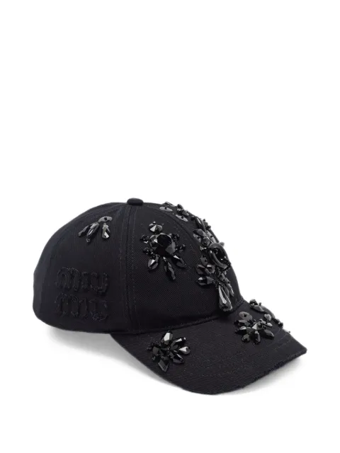Miu Miu Pre-Owned embellished denim baseball cap Black 1405265