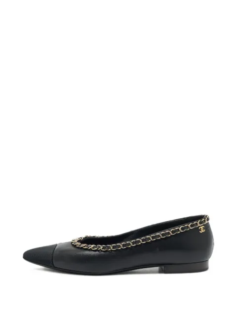CHANEL Pre-Owned CC chain-link ballet flats Black 1409435