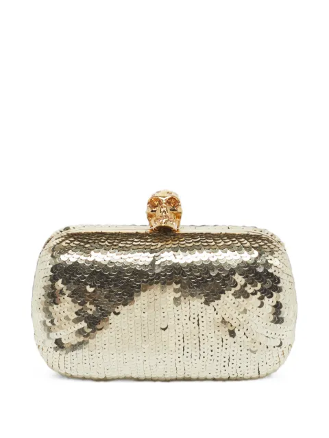 Alexander McQueen Pre-Owned Skull sequin box clutch mini bag Gold 1407130
