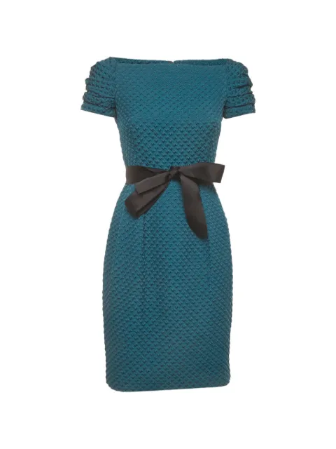 Carolina Herrera Vintage midi jacquard bateau neck dress Blue 1407943