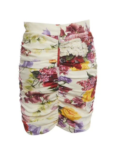 Dolce & Gabbana Pre-Owned floral-print ruched mini skirt Neutrals 1410358
