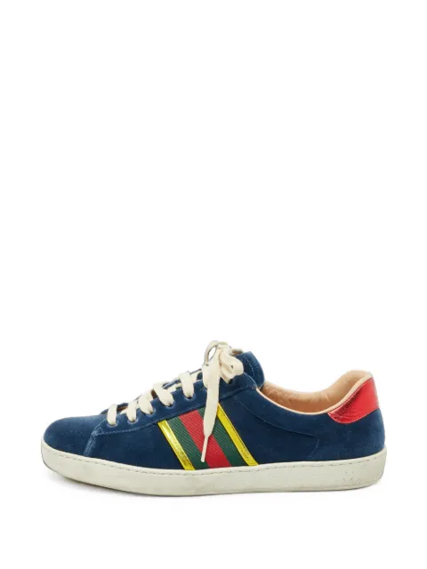 Gucci Pre-Owned Ace velvet sneakers Blue 1409443