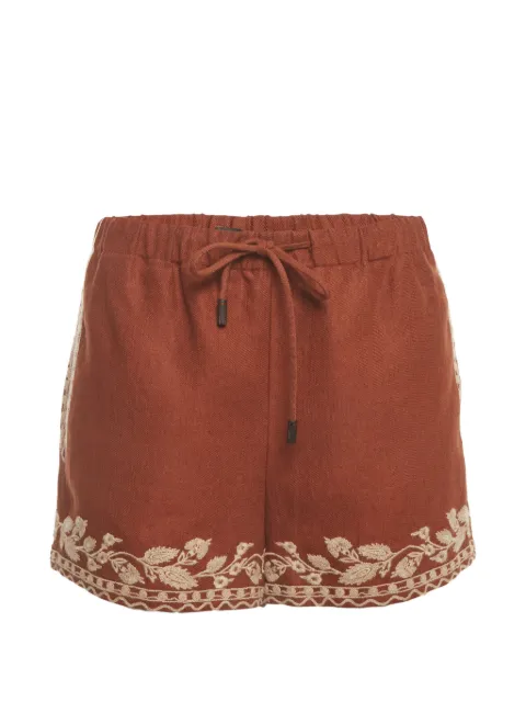 Loro Piana Pre-Owned Ernst embroidered drawstring mini shorts Brown 1407620
