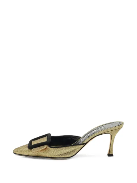 Manolo Blahnik Maysale buckle mules Gold 1409346