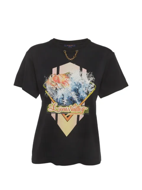 Louis Vuitton Pre-Owned graphic-print chain-detail T-shirt Black 1387743