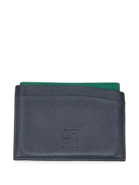 Carolina Herrera Vintage logo-debossed leather card holder Blue 1408573