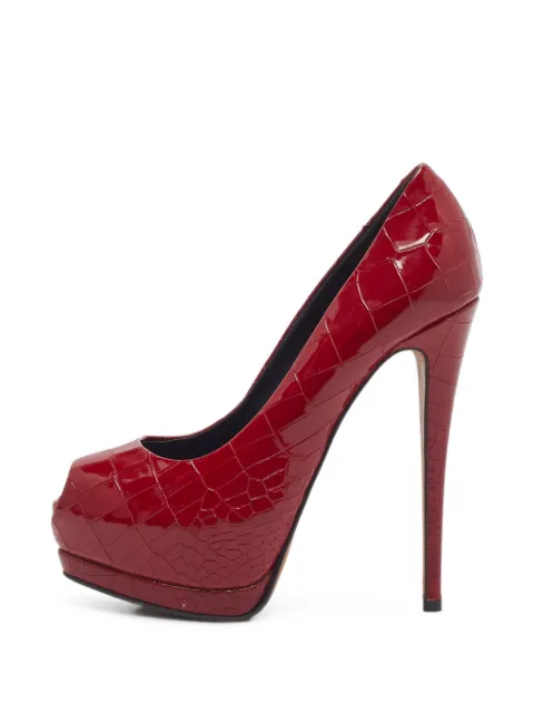 Giuseppe Zanotti Vintage Sharon croc-embossed peep-toe pumps Red 1408778
