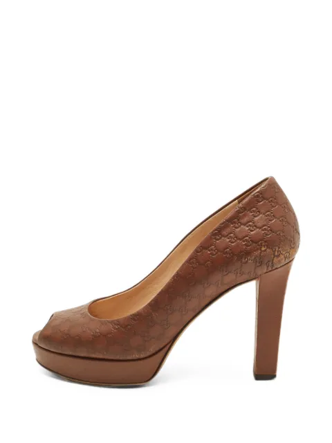 Gucci Pre-Owned Microguccissima platform pumps Brown 1398641