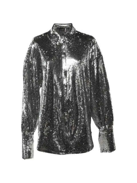 David Koma sequin-embellished oversized shirt Silver 1305067