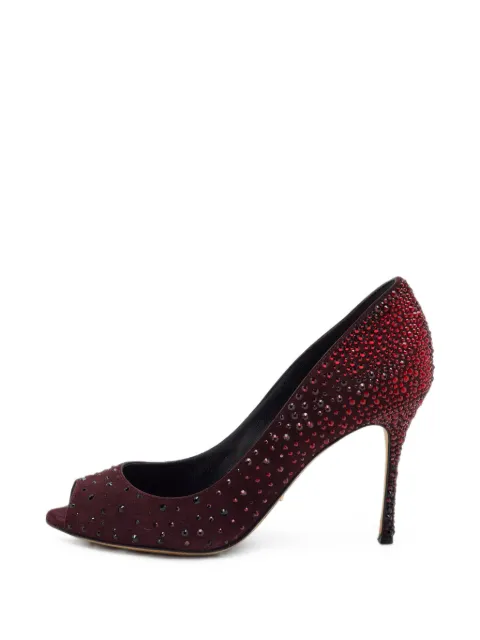 Sergio Rossi crystal-embellished peep-toe pumps Red 1409452