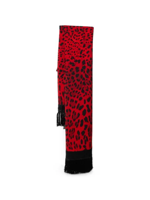 Dolce & Gabbana Pre-Owned leopard-print fringed scarf Red 1406758