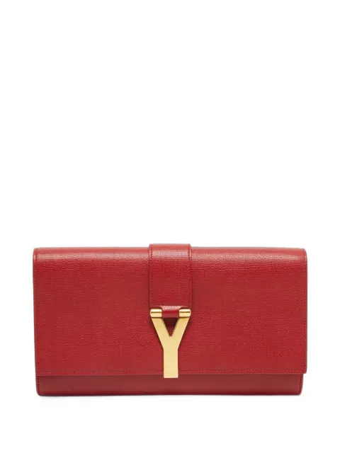 Saint Laurent Pre-Owned Y-Ligne textured clutch bag Red 1409240