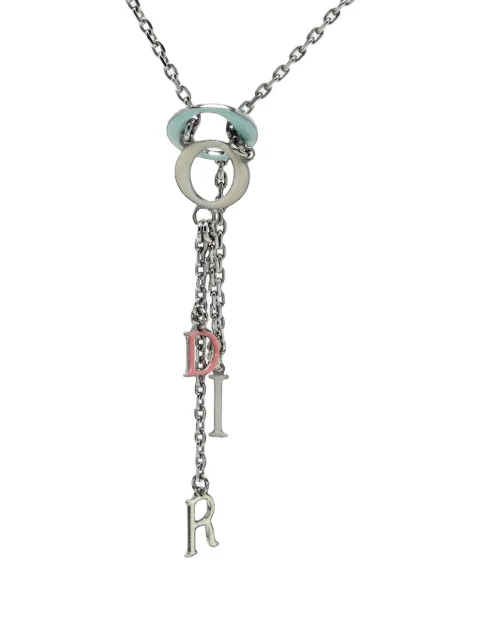 Christian Dior Pre-Owned Enamel logo tassel necklace Silver 1407177
