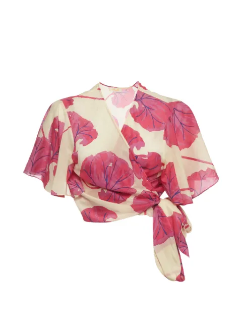 DVF Diane von Furstenberg Hailey floral-print wrap blouse Neutrals 1406403