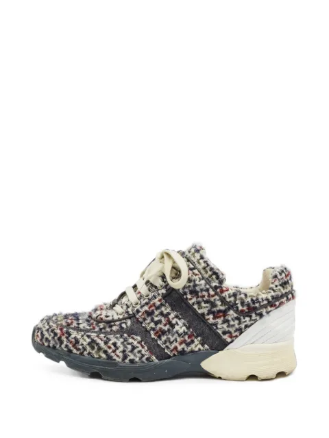 CHANEL Pre-Owned CC tweed sneakers Black 1407882