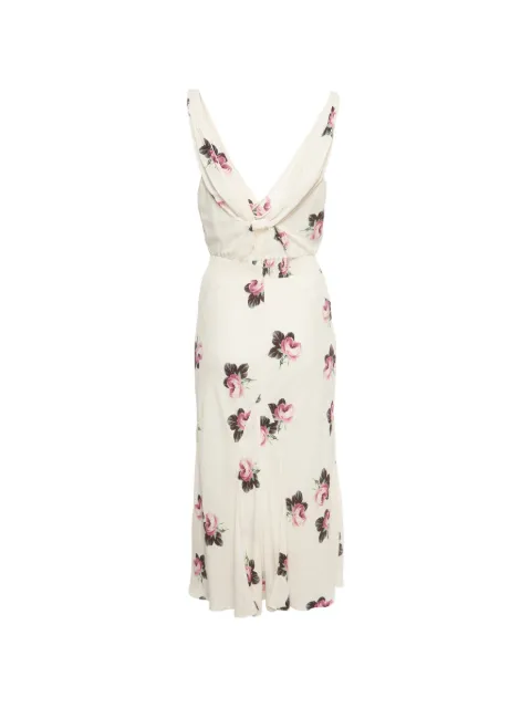 Prada Pre-Owned floral-print midi dress Neutrals 1407791