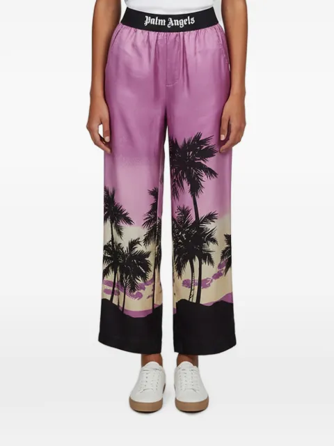 Palm Angels printed wide-leg trousers Purple 1407234