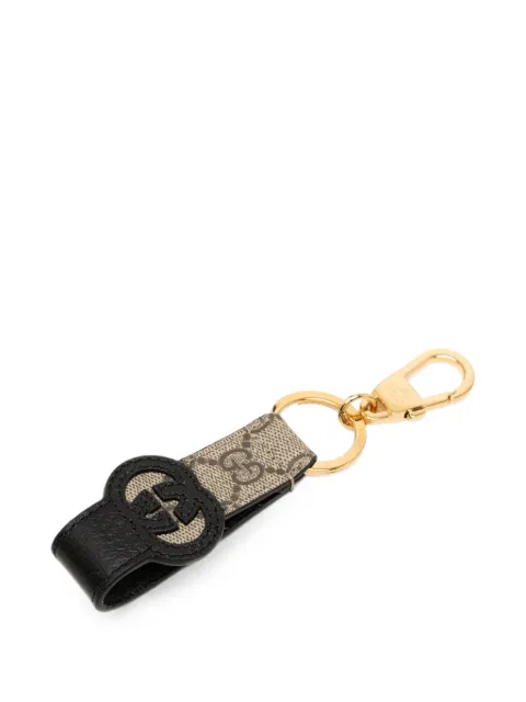 Gucci Pre-Owned 2016-2026 GG Supreme and Calfskin Interlocking G Bag Charm and Ring key chain Neutrals DYCM75WH51L9HZ6M