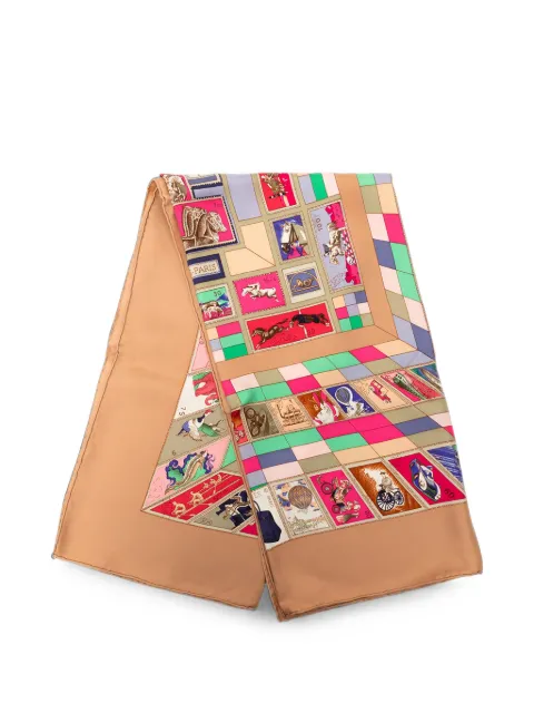 Hermès Pre-Owned 1990 Correspondance Silk Scarf 90 scarves Brown YPK19NYAR59LIO7Y