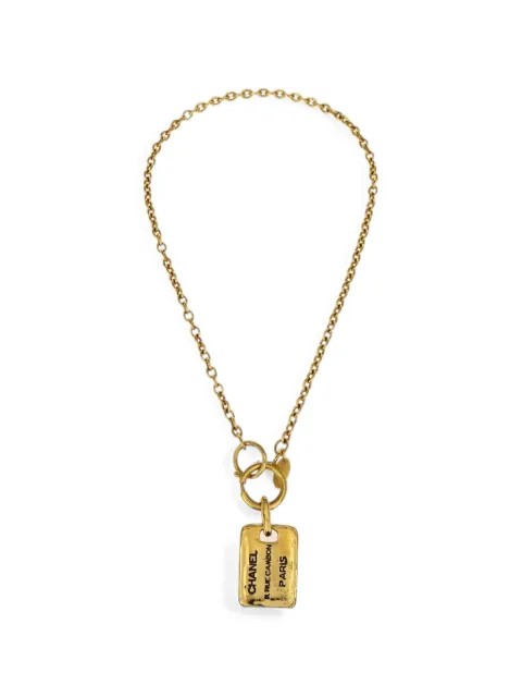 CHANEL Pre-Owned 1990-2000s rectangle-pendant necklace Gold 188933