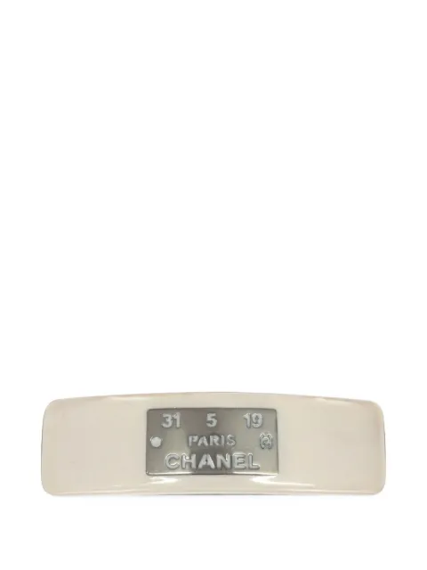 CHANEL Pre-Owned 1999 logo-plaque hair clip White 168294