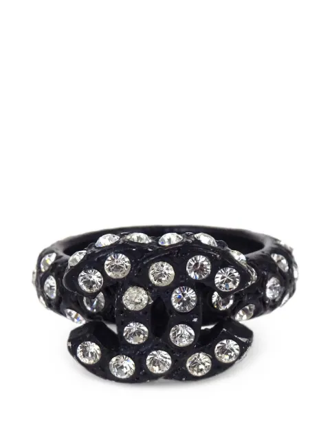 CHANEL Pre-Owned 2002 Rhinestone CC ring Black 179256