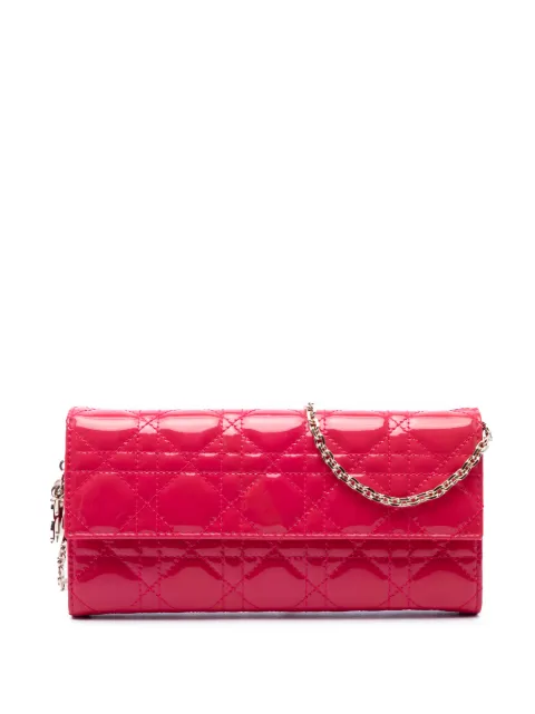 Christian Dior Pre-Owned 2014 Patent Cannage Lady Dior Wallet On Chain crossbody bag Pink FEDTKO8MG7THSYEB
