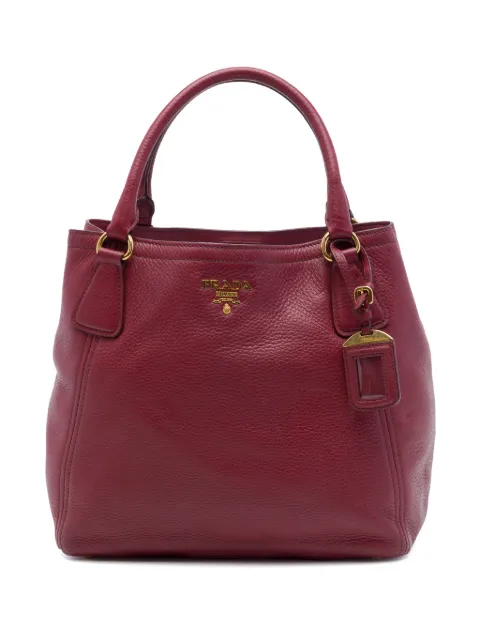 Prada Pre-Owned 2013-2026 Vitello Daino Open Convertible Tote satchel Red DHEL6YUKULW22PJW