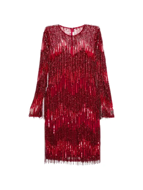 Naeem Khan beaded-fringe dress Red 008D26
