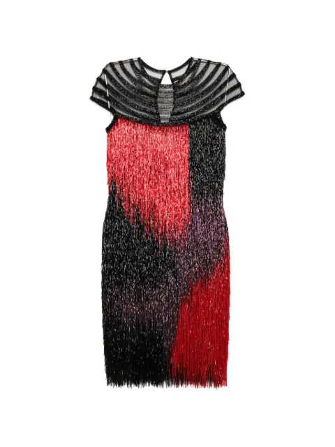 Naeem Khan layered fringe dress Black 013D26