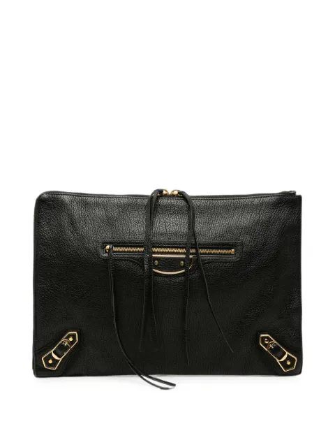 Balenciaga Pre-Owned 2018 Medium Goatskin Motocross Classic Metallic Edge clutch bag Black RTOVZJOIVZ8TVRI0