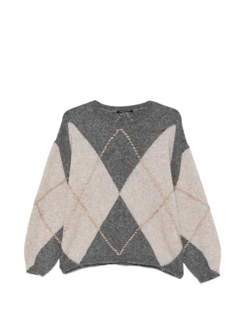 Luisa Cerano argyle-patterned whipstitch-trim sweater Grey 1488715348