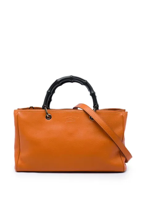 Gucci Pre-Owned 2016-2026 Medium Calfskin Bamboo Shopper satchel Orange KIX94M4R116FK7TO