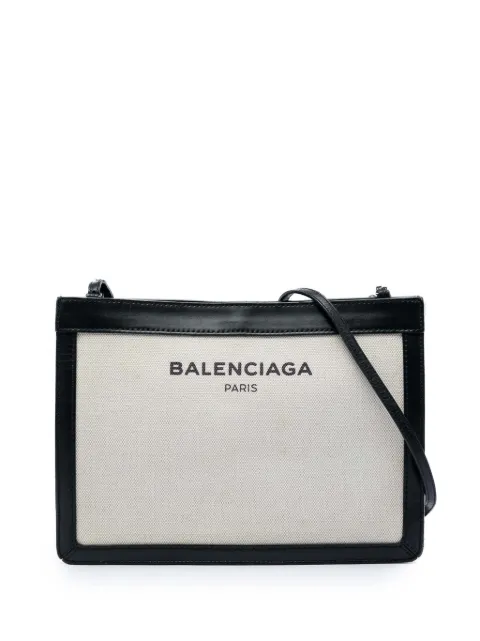 Balenciaga Pre-Owned 2017 Canvas Navy Pochette crossbody bag Brown ELWH8JXHXYHOIRNQ