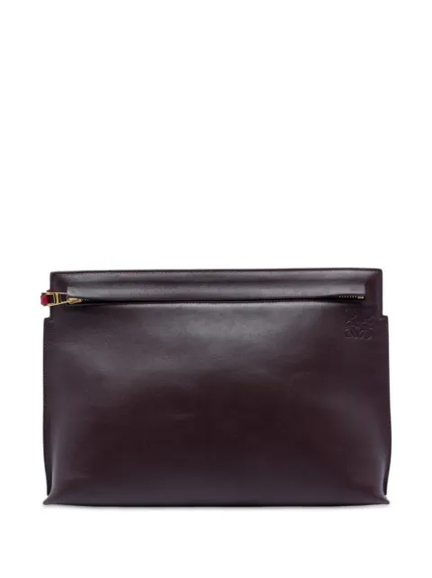 Loewe Pre-Owned 2017 Bicolor Leather Anagram T Pouch clutch bag Red 0JQWMTBTEF8KWRZX
